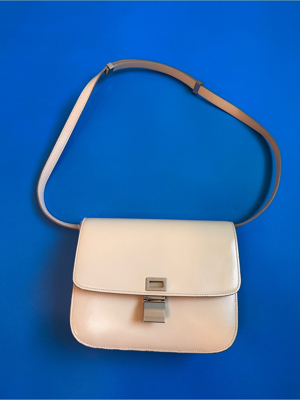 Celine Cream Leather Crossbody Shoulder Bag